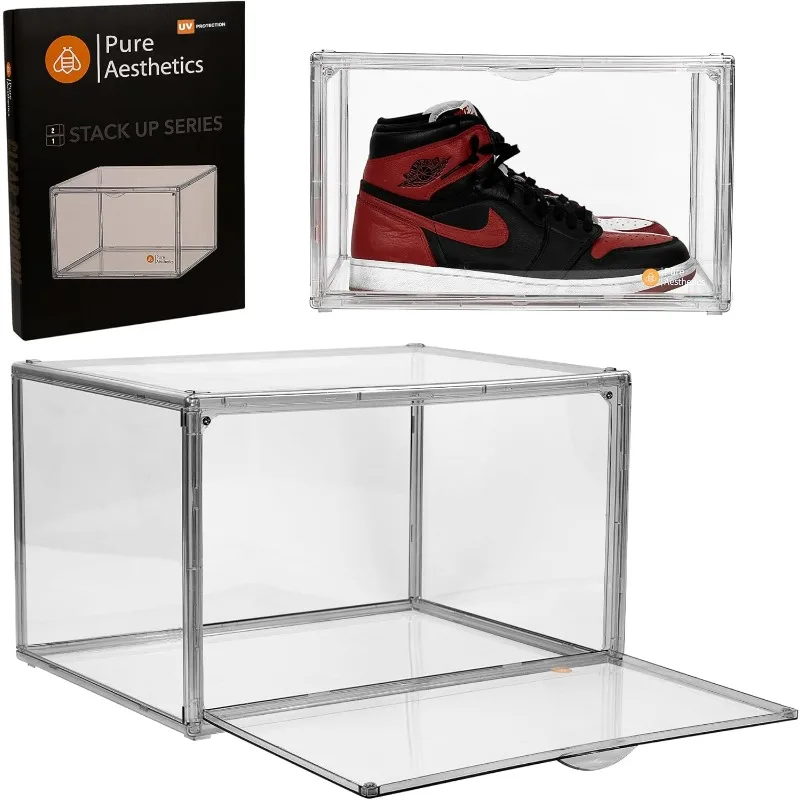 

Shoe Boxes Clear Plastic Stackable – 1 Pack Side Opening Shoe Box UV Protection – Transparent Acrylic Clear Shoe Boxes