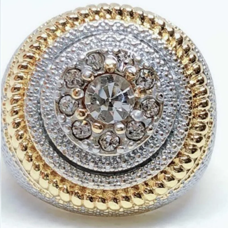 Clear Cubic Zircon Men Ring Wedding Band Male Rings Punk Rock Hip Hop Jewelry