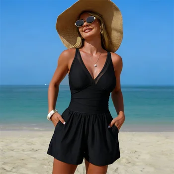 Low Cut Sexy One-Piece Swim Jumpsuit 1