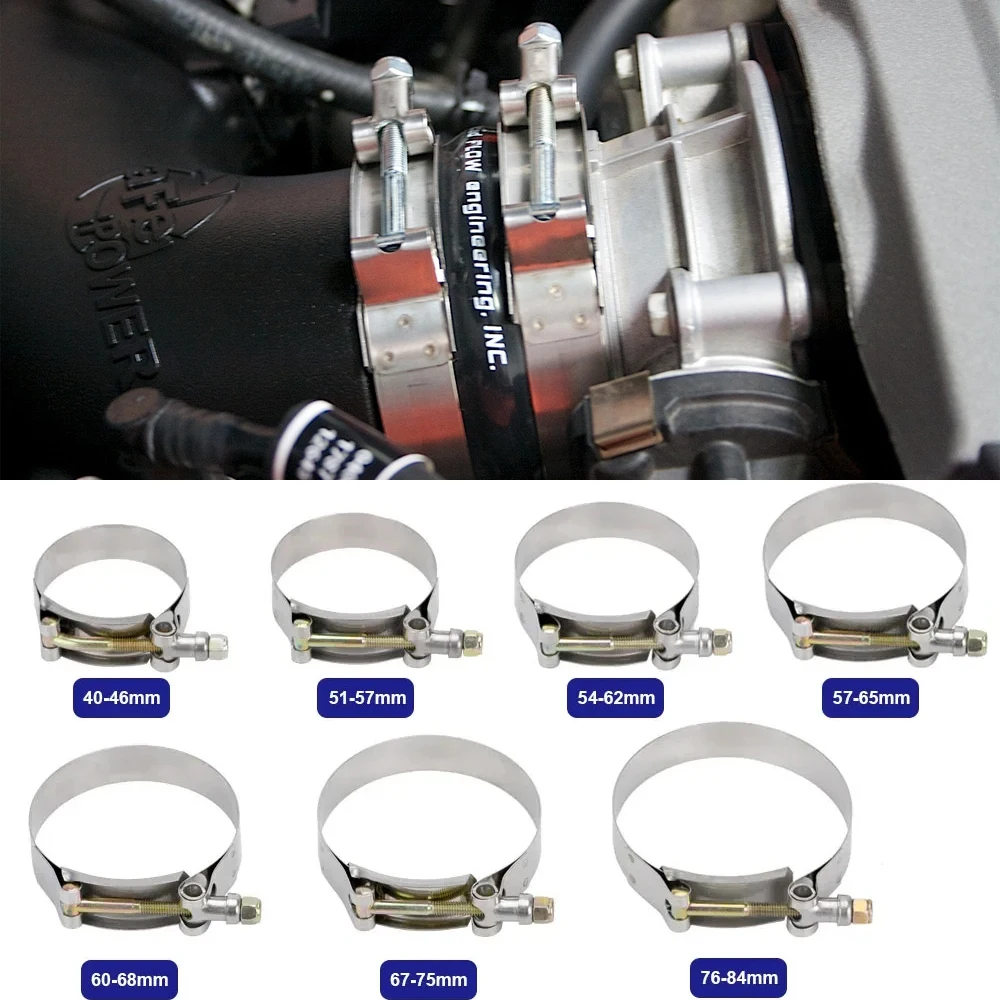 2/2.25/ 2.5/ 2.75/ 3/ 3.25/ 3.5/4" T-Bolt Exhaust 304 Clamp Intake Turbo Exhaust Intercooler Silicone Coupler Steel Hose Clamps silicone coupler hose clamps