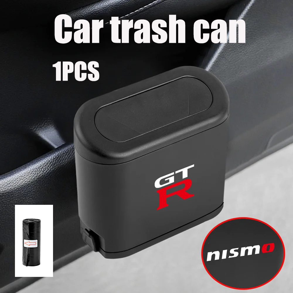 Per Nissan Gtr Nismo Juke Leaf Qashqai Black Universal Car Trash Can Push-Type Storage Box Flip-Top Cestino Accessori Auto