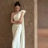 Elegant One Shoulder Mermaid Wedding Dresses Comfortable Satin Bridal Dress With Small Train New Simple Evening Dress Customized 5