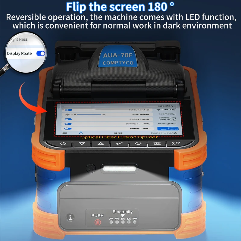 COMPTYCO AUA-70F Fiber Optic Fusion Splicer machine 6 Motors With VFL OPM and 10 languages Touch Screen