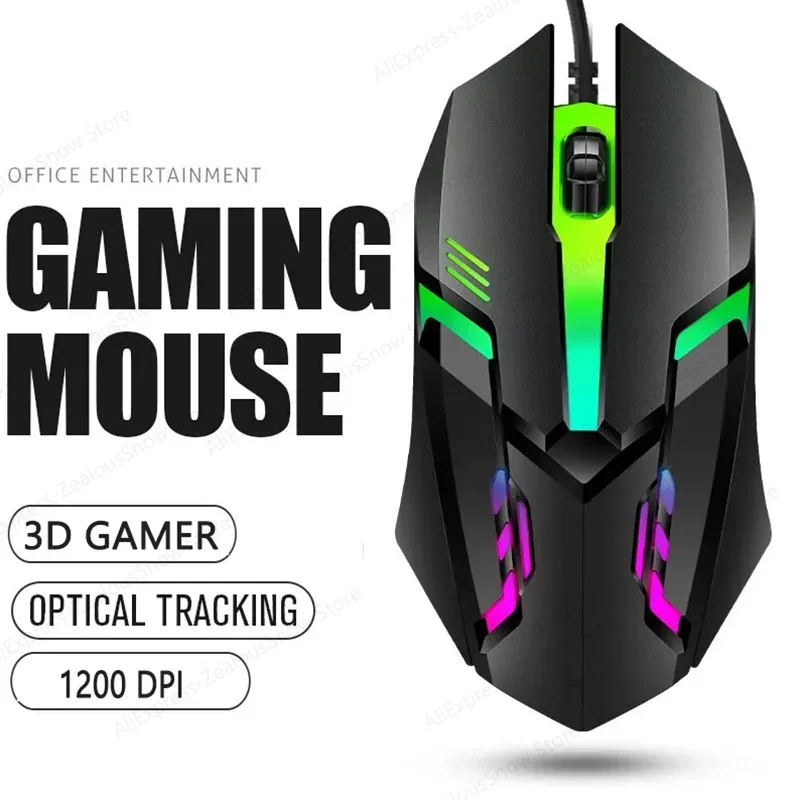 6D Дротова ігрова миша RGB Lighting Effect Mouse USB 1800/2400/3600 DPI Silent Mice E-Sports Ergonomic Mouse For Laptop Computer