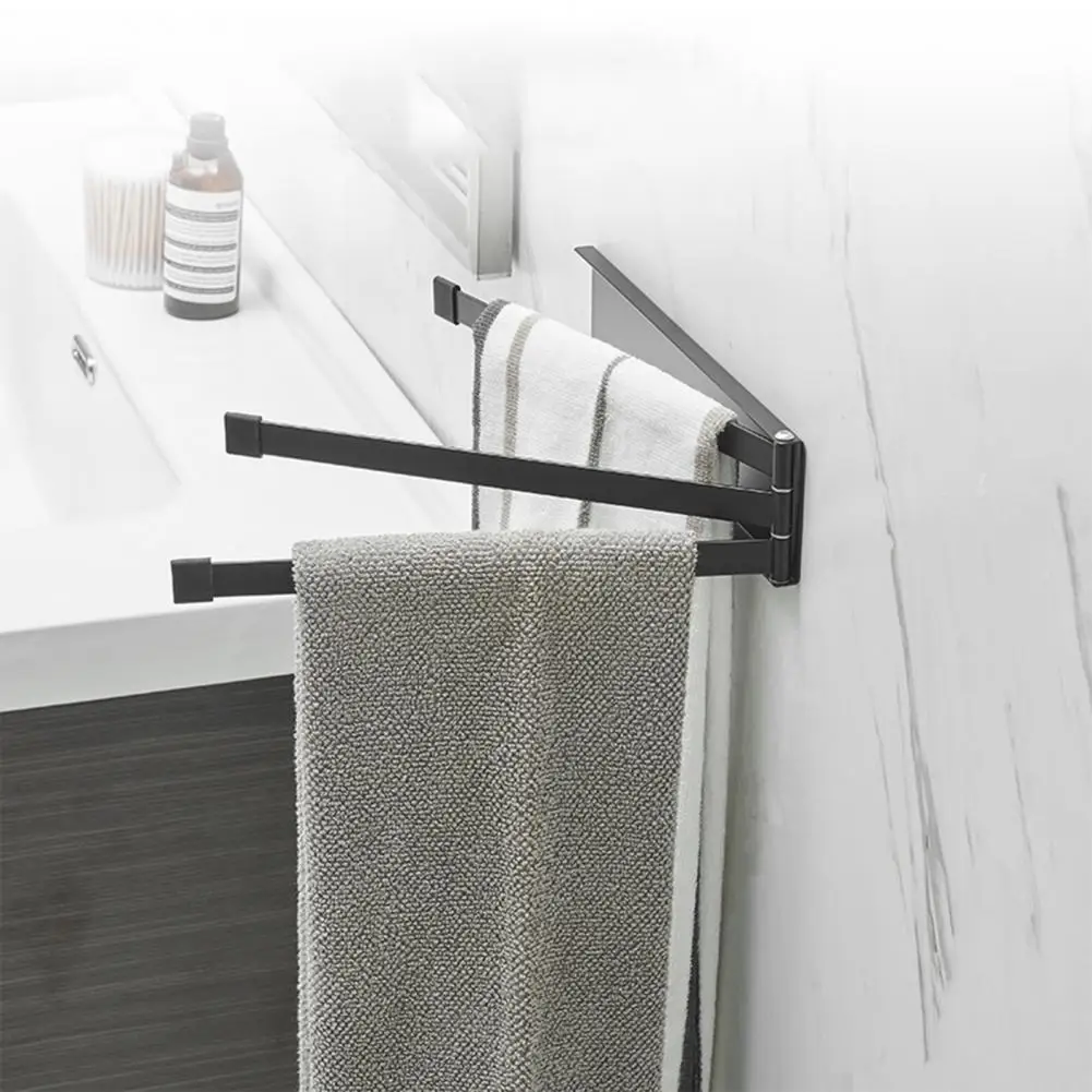 Rotating Towel Bar Wall Towel Rack Wall Mounted Magnetic Rail Multifunctional Drying Rack for Bathroom Kitchen Prevents