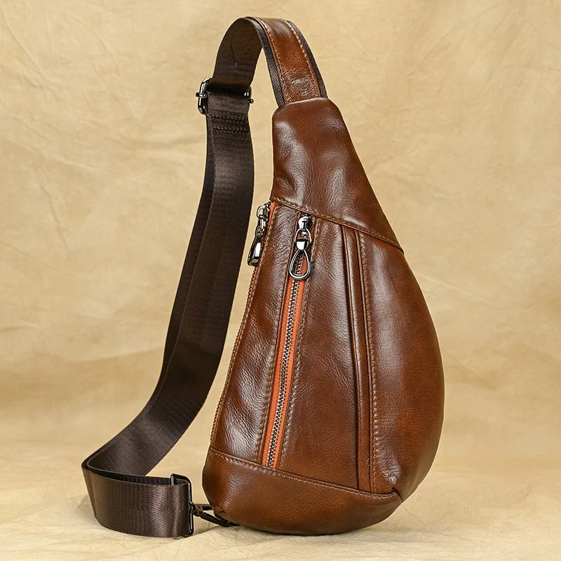 Mochila De Piel Auténtica Para Hombre LUUFAN - Bolso De Hombro Para Portátil 15", Viajes Y Trabajo, Color Marrón