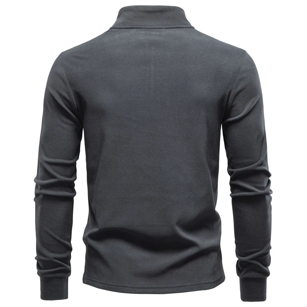 2025 New Men's Stand-Up Collar Half-Zip Long-Sleeve Fleece Sweatshirt Autumn Winter Warm Base Layer European Size