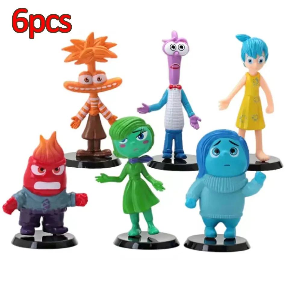 Inside Out 2 피규어 애니메이션 조이, 슬럼프, 화난 액션 피규어, 공포 혐오 키트, 컬렉션 모델 장난감 선물, 재고 있음, 6 개 