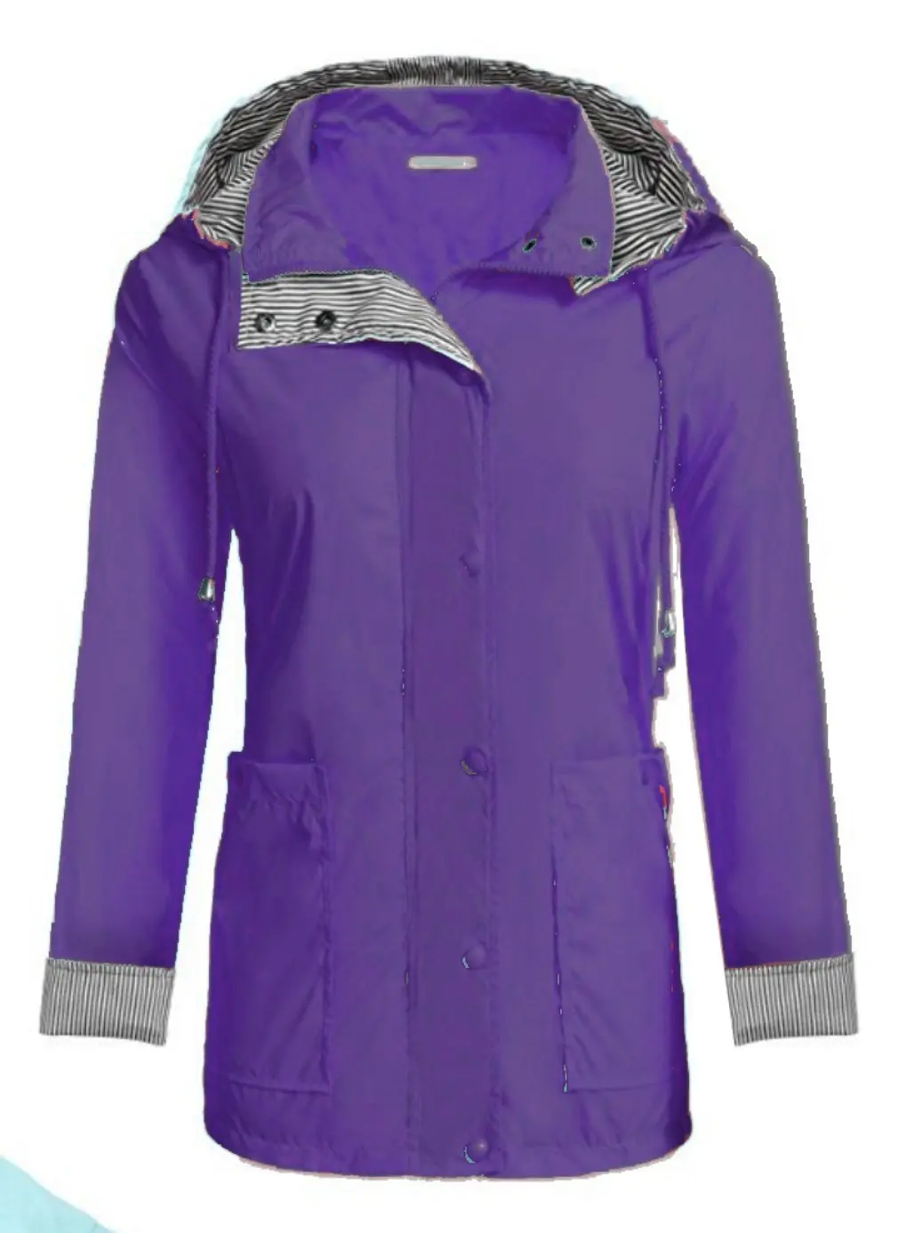 Lightweight Women Hooded Raincoat With 2 Big Pockets Long Sleeve