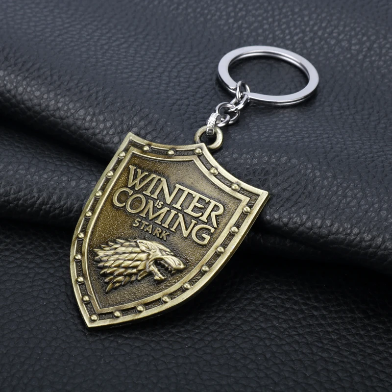 Movie Keychain House-Stark-Of-Winterfell Wolf Badge Sign Pendant Keyring Key Holder Jewelry Fine Cosplay Props Gift For Friends anime keychain game keychain mini sword keychain anime keychain pendant
