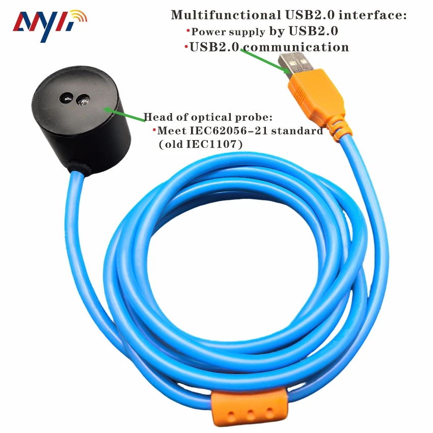 USB 2.0 광학 판독 헤드 FT232 광학 프로브 IEC1107 IEC62056-21 STS DLMS kWh 미터 가스 미터 수량계 판독