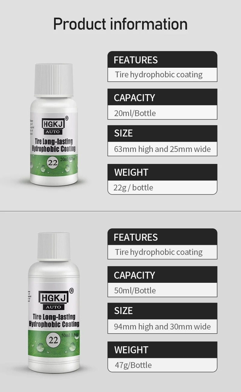 Newest Tire Coating 20/50/100ml Tire Long-lasting Hydrophobic Coating Auto Car Wash Cleaning Tools Paint Agent