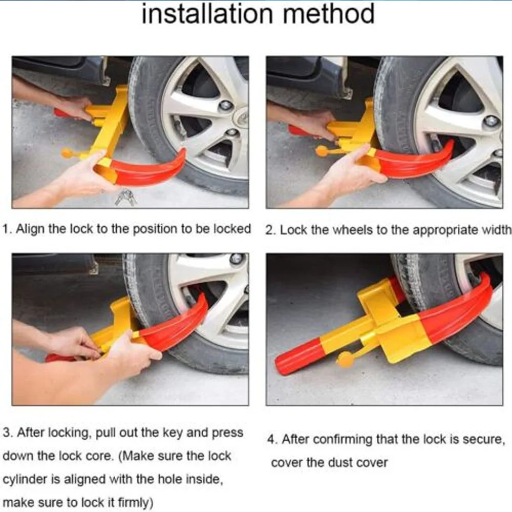 Anti Theft Trailer Car Wheel Lock Clamp Heavy Duty For Auto Trailer Car Truck ATV RV Motor Universal Accessorie with Keys