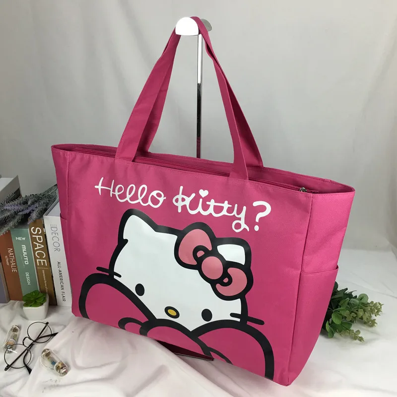 

Kawaii Sanrio большая Холщовая Сумка Hello Kitty сумки на плечо Складная Очень Большая вместительная сумка для покупок сумка для хранения подарок