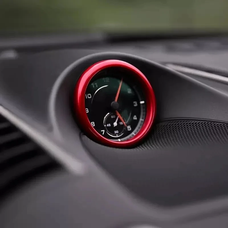 Car Clock Compass Stopwatch Decoration Ring for Porsche 718 911 Macan Cayenne Panamera Auto Accessories