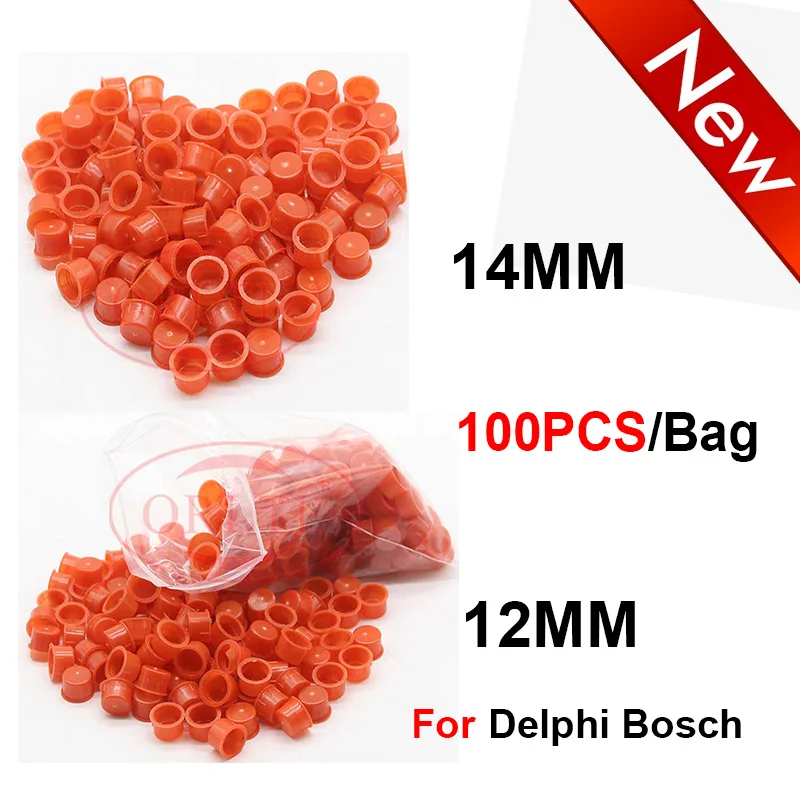 

ORLTL Hot Plastic Spout Cap Injector Plastic Protection Size:12 mm and 14mm 100 pieces/bag for Denso Delphi Injector