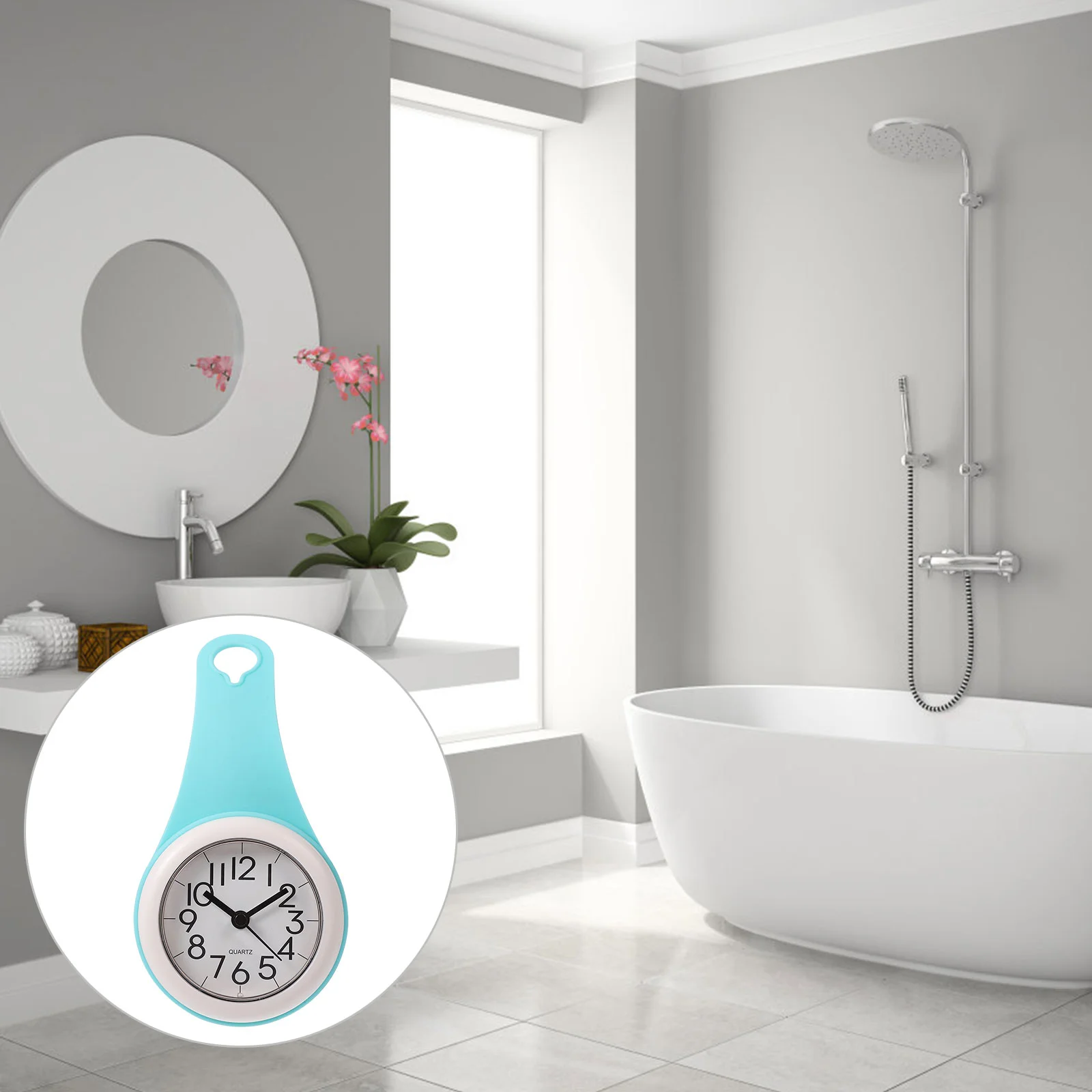 Wall Mount Clock Waterproof Shower Alarm Digital Timer Vanity Desk Smooth Modern Design Pointed Hands Sucker Handle Bathrooms Wall Clock Digital Wall Clock Digital Display Clock