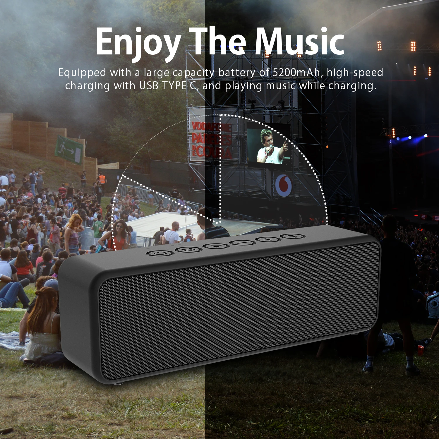 BOGASING M6 portable Bluetooth speaker 30W wireless bluetooth 5.0 speaker enhanced bass built-in mic IPX6 waterproof for camping bluetooth speaker