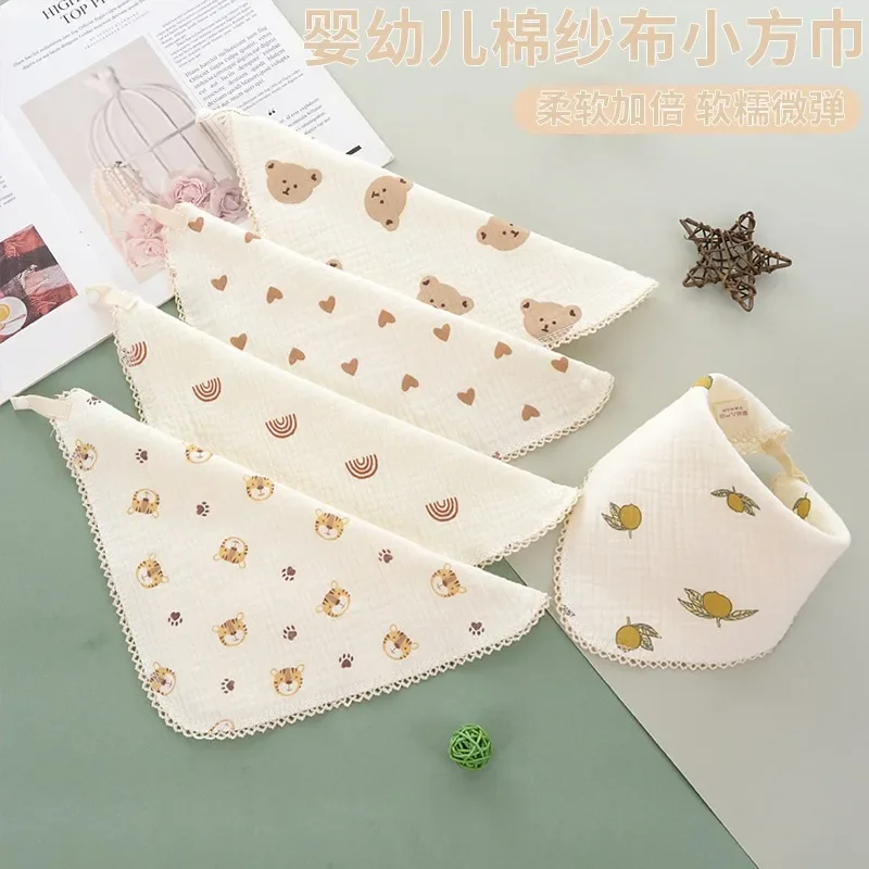 

Baby drool towel Baby bib burp towel square Drool pocket wash towel All cotton Class a triangle towel