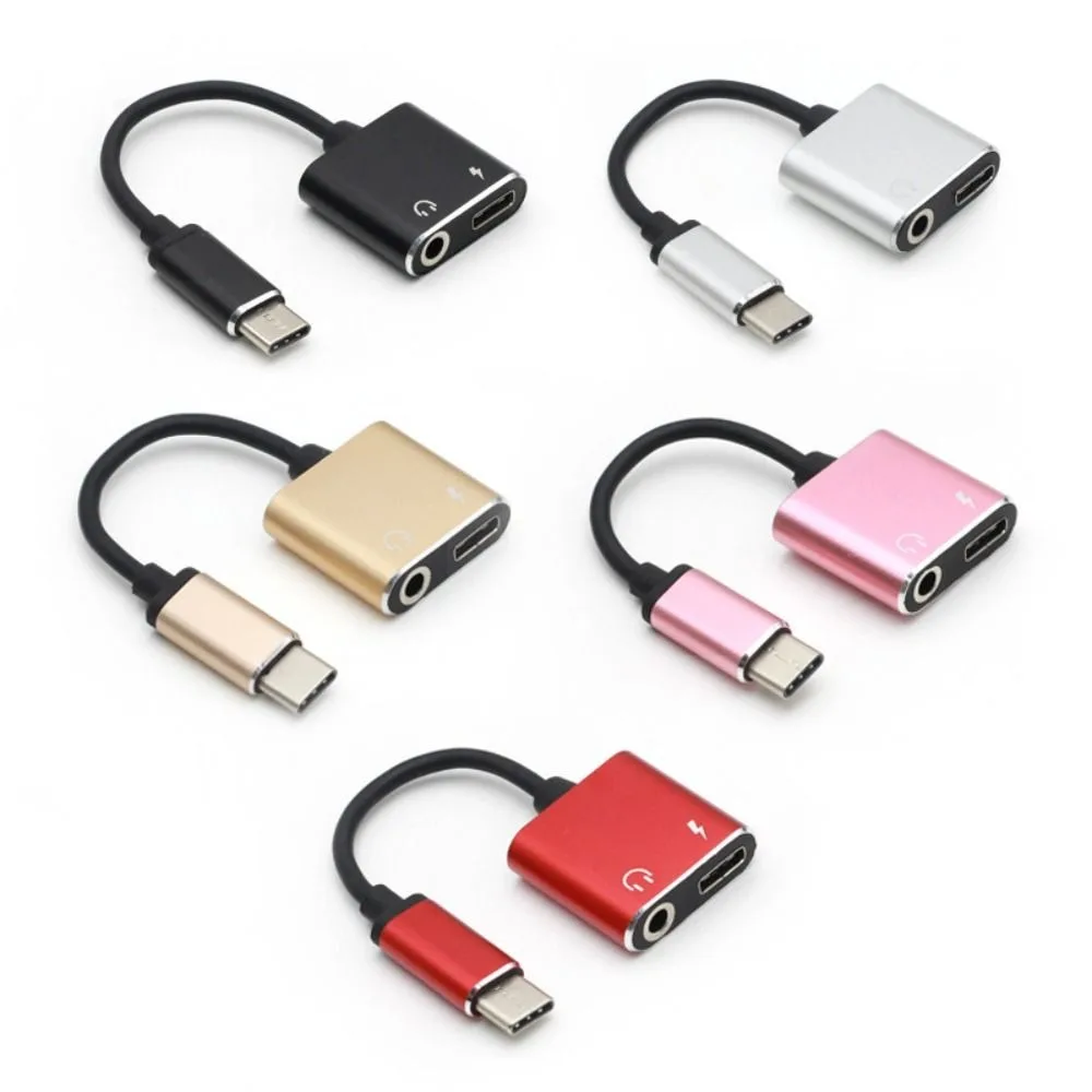 2in1 Type-C To 3.5mm AUX Audio Adapter Aluminium Talking USB C Headphone and Charge Adapter for Xiaomi/HUAWEI/Letv