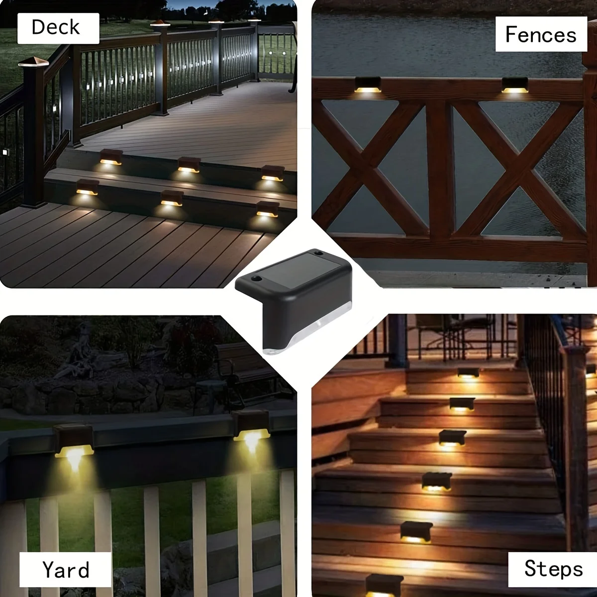 LED Solar Step Lamp Outdoor Garden Lights Solar Stair Light Waterproof Fence Lamp Decoration for Patio Path Deck Stair 4/8/12pcs