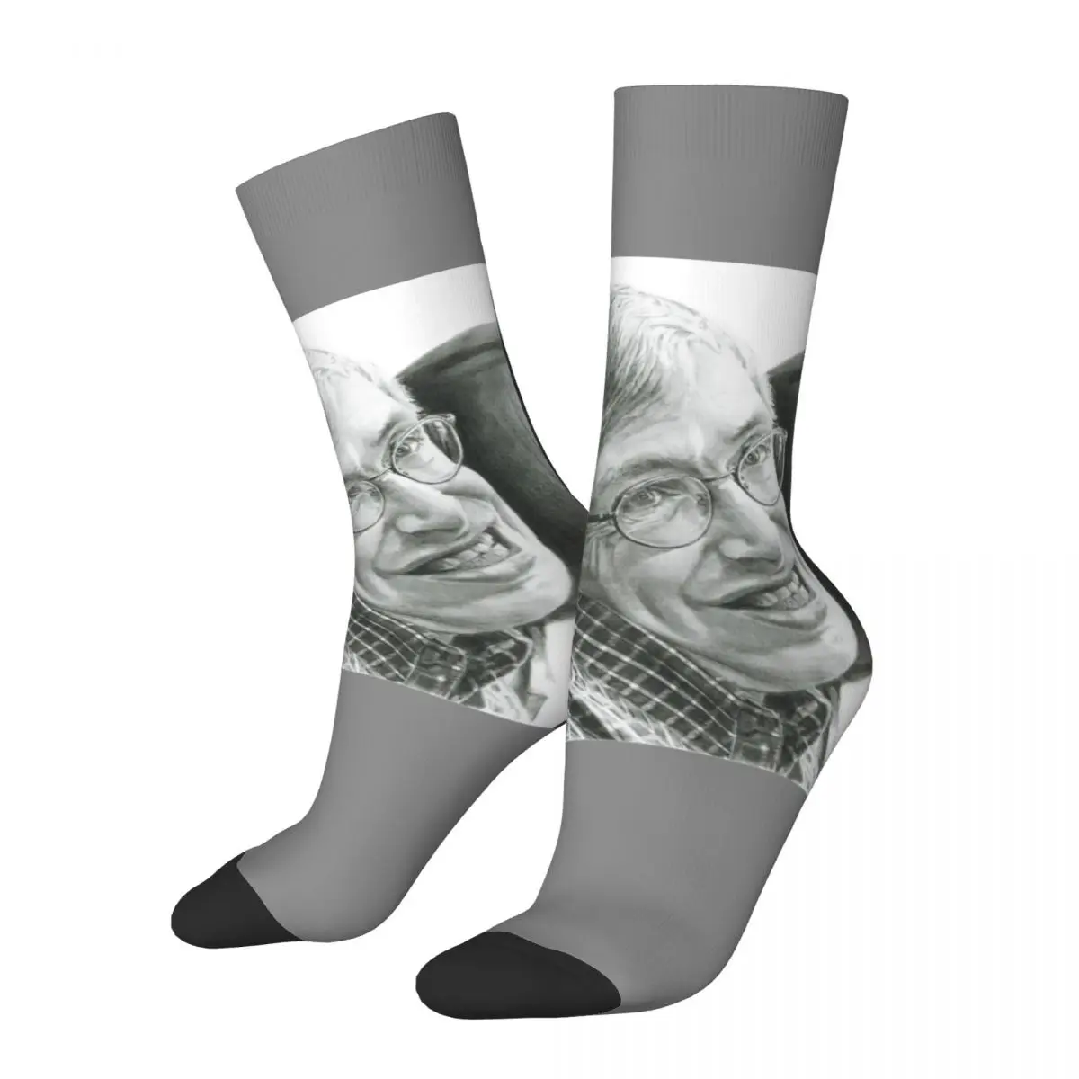 

Funny Crazy Sock for Men Timeless Smile Hip Hop Harajuku Stephen Hawking Happy Quality Pattern Printed Crew compression Sock
