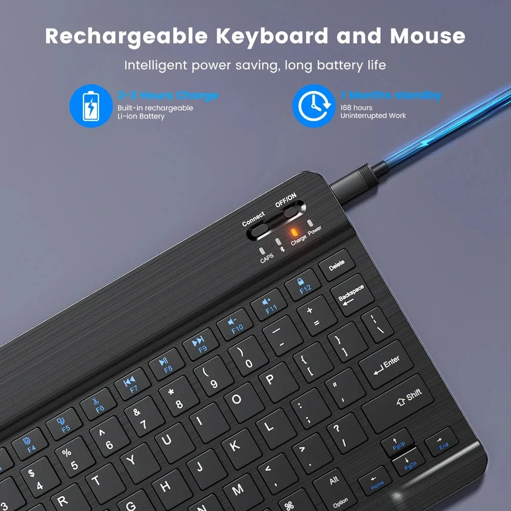 Wireless Keyboard Bluetooth-compatible Rechargeable Slim Keyboard Mini 78-Key For Android IOS Windows Mini PC iPad Tablet Phone