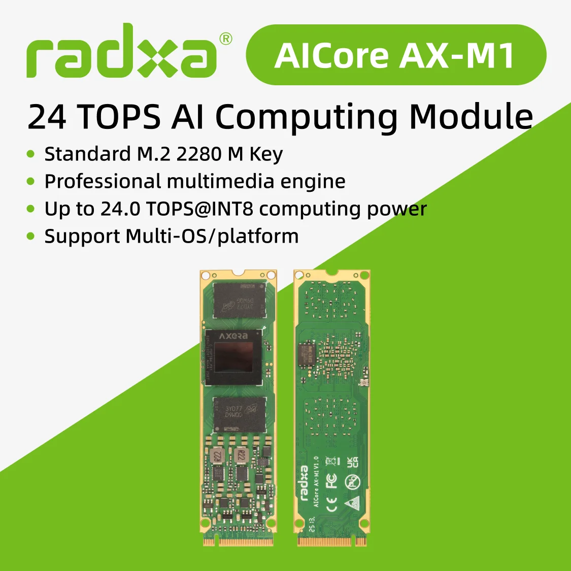 Radxa AICore AX-M1: AXERA AX8850 AI ���, 24 TOPS@INT8, 8GB RAM