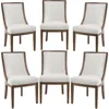 Modern Farmhouse Dining Chairs Set of 6 Upholstered Dining Room Chairs with Curved High Back for Kitchen Restaurant Cafe Home 1