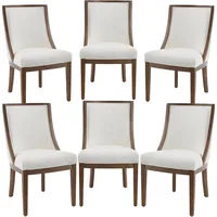 Modern Farmhouse Dining Chairs Set of 6 Upholstered Dining Room Chairs with Curved High Back for Kitchen Restaurant Cafe Home 1