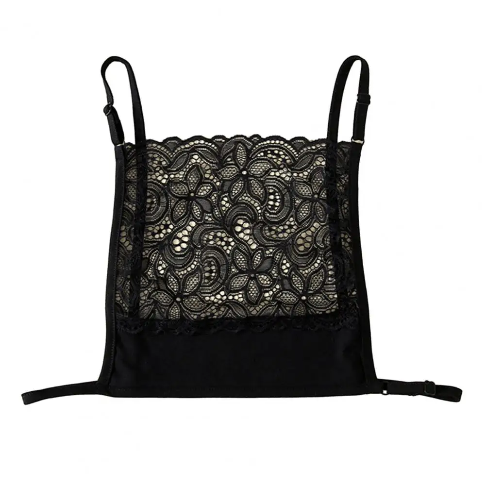 Women's soft lace bandeau tops Jacquard Cleavage cover Camisole Bras Breathable Solid color Modesty panel