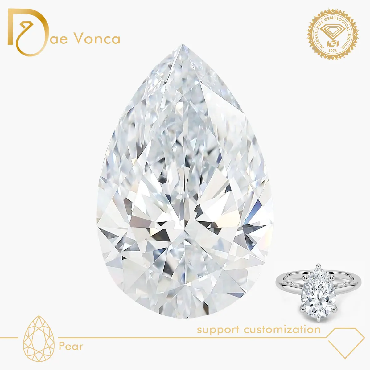 Pear Cut Lab Grown Diamond 1.0-5.0ct Lab Loose Diamond IGI Certificate ...