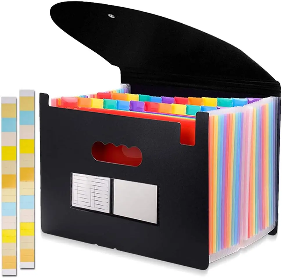 12/24 Pockets Expanding File Folder A4 Letter Size Portable Document Holder Filing Folder Desk Storage Accordion File Product