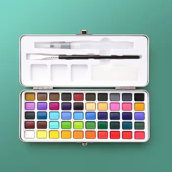 Set di Colori ad Acquerello Solidi 50/72/90/100/128 Colori, Kit Professionale Portatile con Pennello per Principianti