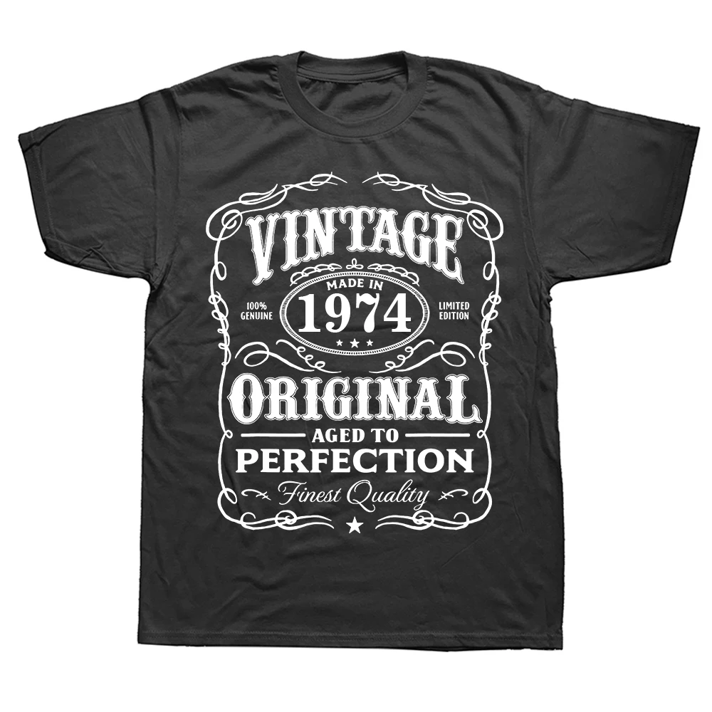 

Vintage 1974 Perfection All Original Part Cool Tshirt Men Novelty Sarcastic T Shirt Hip Hop Hipster Streetwear Tee Shirt