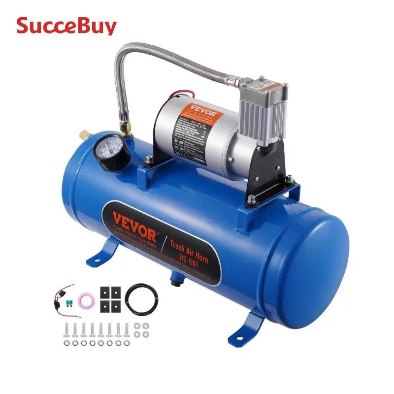Portable Air Compressor 12V Air Compressor Tank 1.6 Gallon/6 L 120 psi Onboard Air Compressor System for Train Horns Inflating Tires