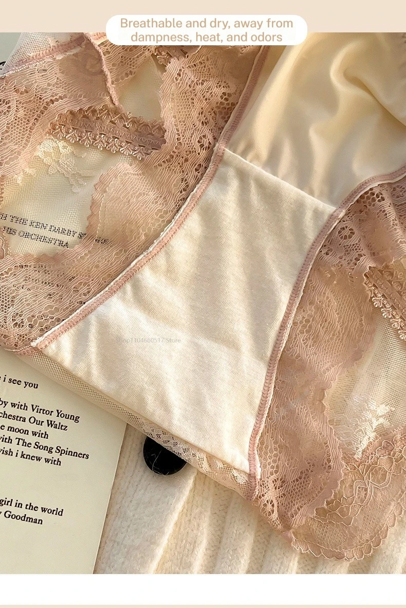 French Lace Underwear Pure Cotton Crotch Satin Sexy Triangle Panties Underwear Low-rise Panties Soft Briefs Comfortable Lingerie S5f219ef49cce45b6ab519058d8f2ba65b