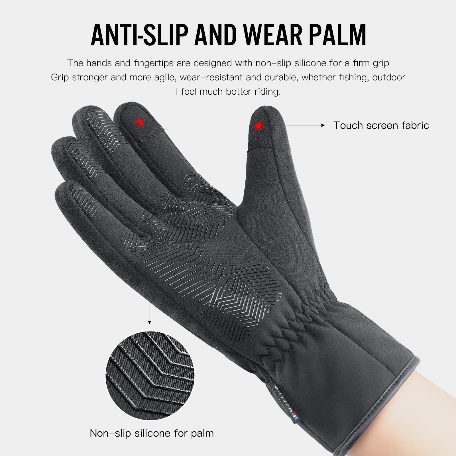 Windproof Waterproof Ski Warm Thick Gloves For Outdoor Cycling  Autumn Winter Touch Screen Slip Wear-resistant Gloves