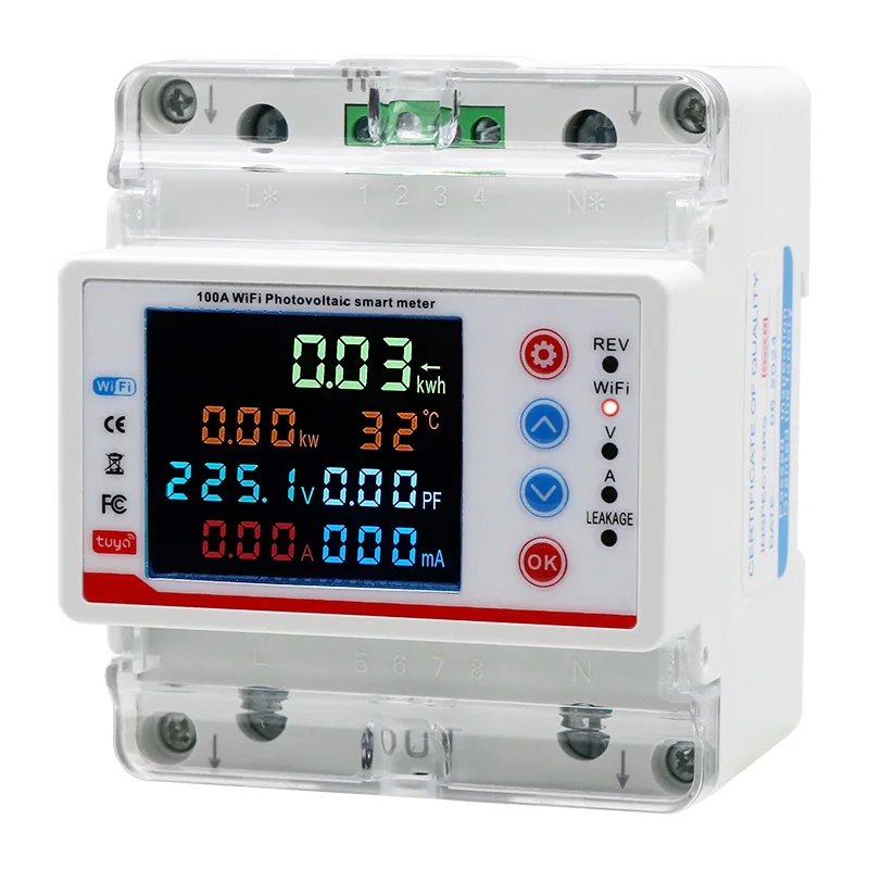 Tuya Smart Life WiFi Single Phase 100A Energy monitor Two-way Prepaid Meter Auto-reclosing Voltage Current Protector Timer