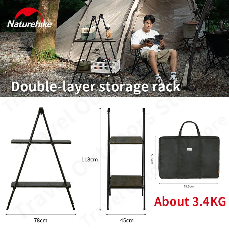 Naturehike Camping Double Layer Storage Rack Lightweight Portable