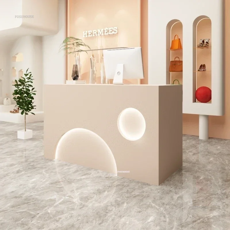 Nordic Reception Desk Office Furniture for Front Reception Counter Minimalist Creative Small Commercial Beauty Institute Counter