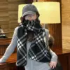 Double-Sided Plaid Thickened Cashmere Scarf Unisex Winter Warm Neck Warmer Versatile Shawl Fashionable Elegant Minimalist Style