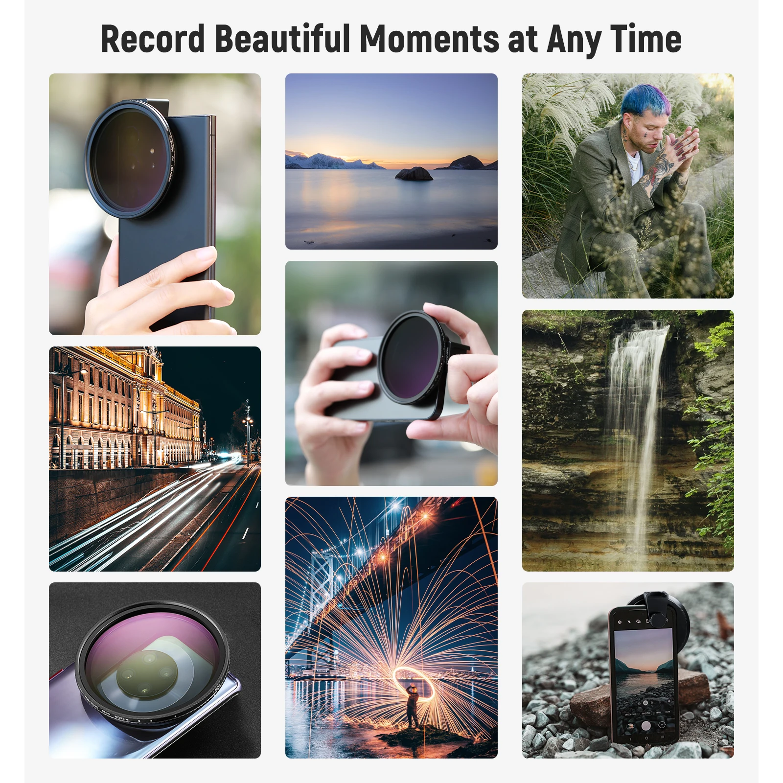Clip On 67mm ND2-32 Magnetic Phone Lens Filter Kit Phone Clip with Magnetic Adap