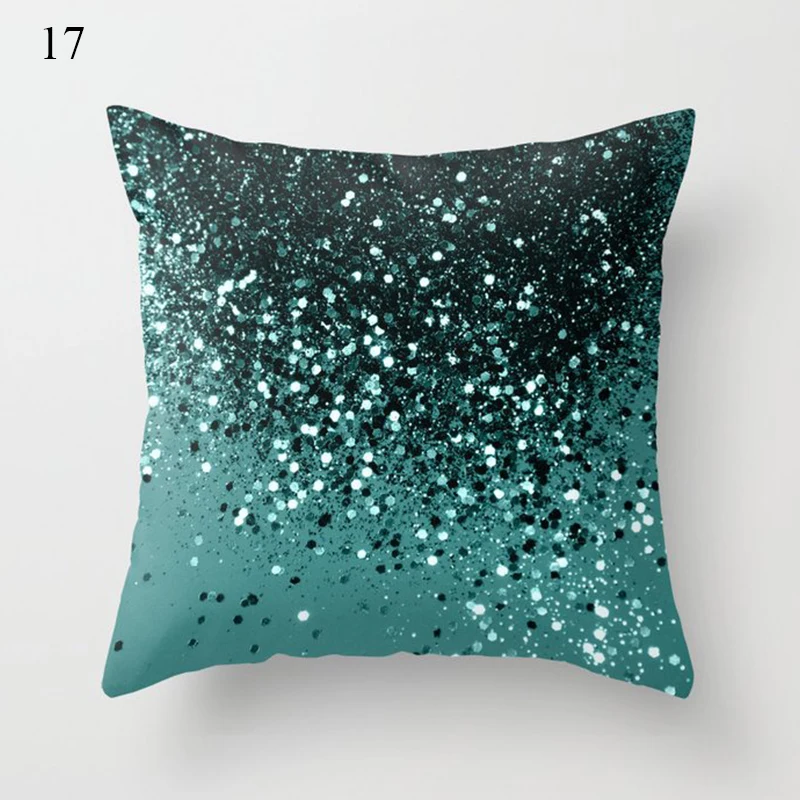 45CM Green Throw Pillow Case Teal Blue Leaf Print Cushion Case Nordic Home Decor Sofa Living Room Polyester Geometric Pillowcase