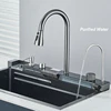 Waterfall Kitchen Sink 304 Stainless Steel With Digital Display Faucet Purified Water Mixer Crane And Wash Cup Tap Kitchen Parts 5