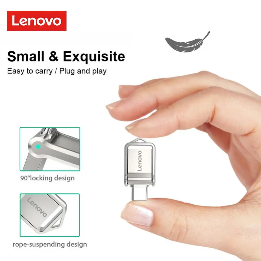 Lenovo Usb Flash Drive 2Tb Otg Metal Usb 3.0 Pendrive Sleutel 1Tb 512Gb Type C Hoge Snelheid Pendrive Mini Flash Drive Memory Stick