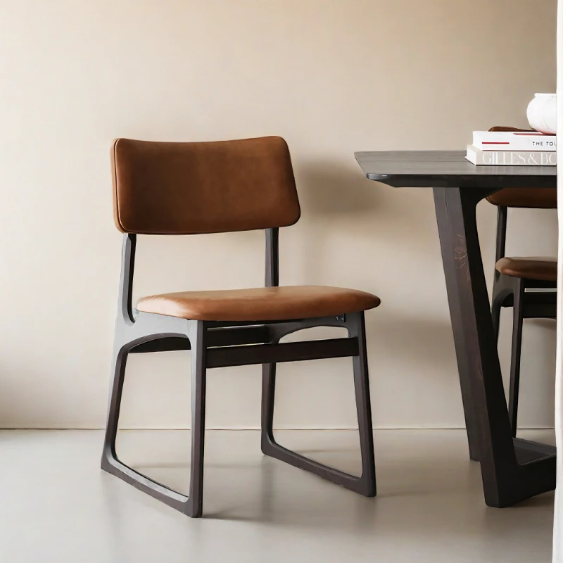 

Nordic Modern Minimalist Solid Wood Dining Chair Soft Leather Fabric Designer Restaurant Backrest Ceira Home Furniture