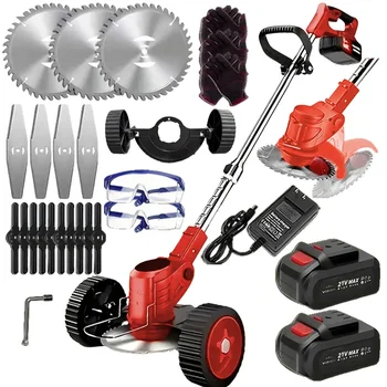 Wireless portable weed trimmer for lawn trimming. equipped with 2 lithium batteries 1
