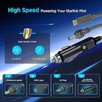 for Starlink Mini 3 in 1 DC Power Cable 10FT 100W USB C 12-24V Cigarette Lighter Plug and DC Male Power Cable Cord for Starlink 2