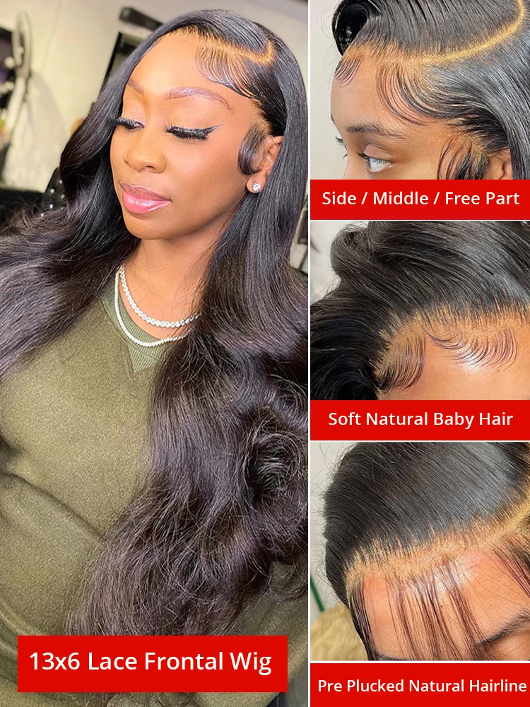30 Inch 13x6 Body Wave Lace Front Wigs Human Hair Pre Plucked 13x4 HD Lace Front Wigs Human Hair Body Wave Glueless Frontal Wigs